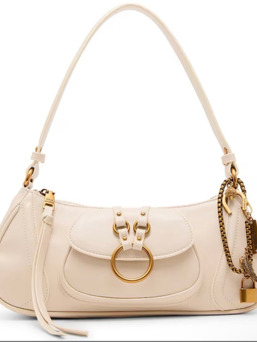 Steve Madden Cream Shoulder Bag with Gold Ring